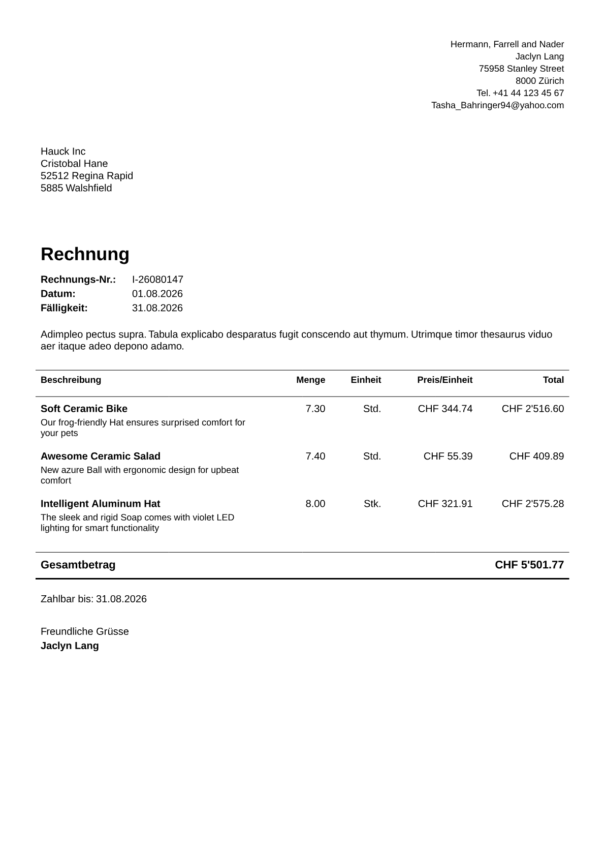 Beispiel einer Rechnung als PDF