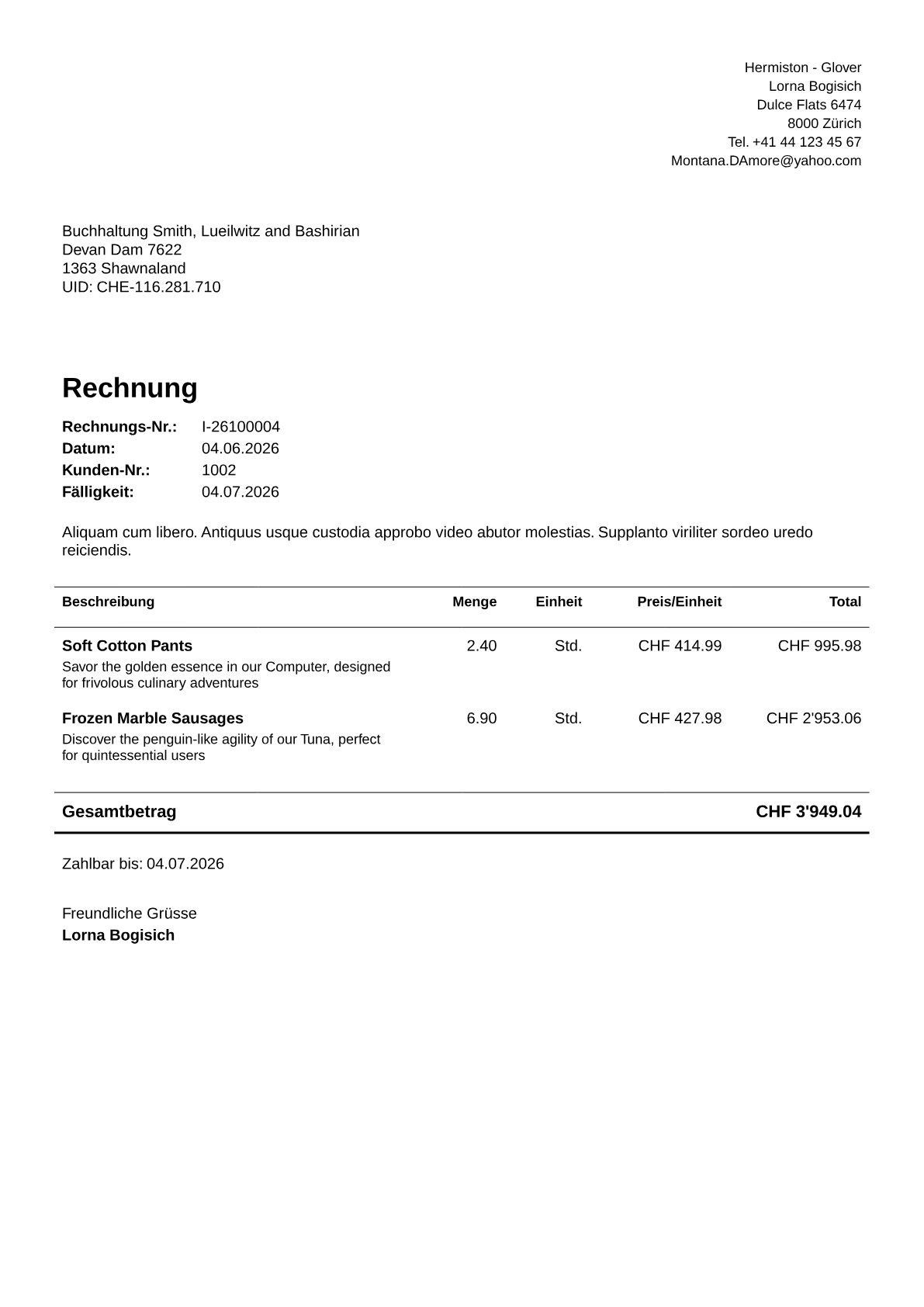 Beispiel einer Rechnung als PDF