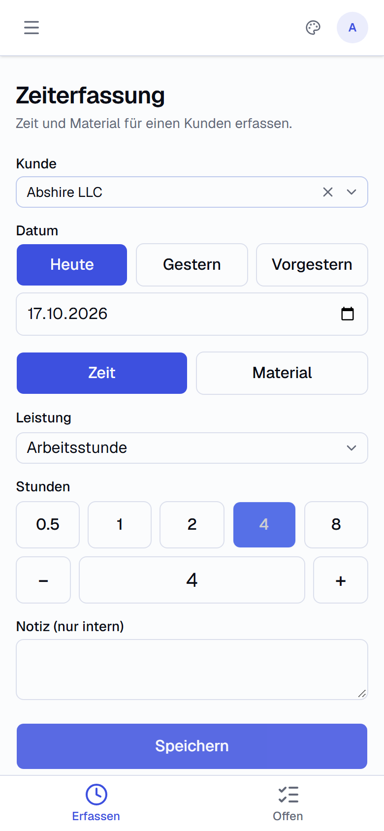 Zeiterfassung auf dem Smartphone
